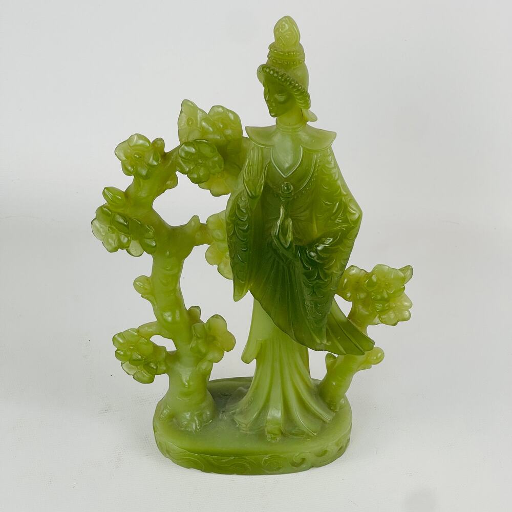 Vintage G Ruggeri Asian Empress Green Resin Figurine  9’